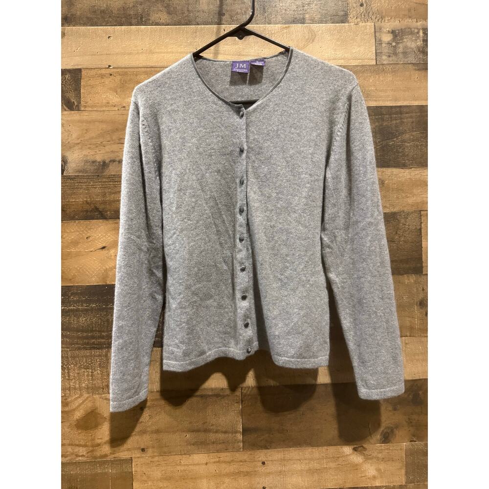 Vintage Women’s JM Gray 2-Ply Cashmere Button Sweater – Size Medium